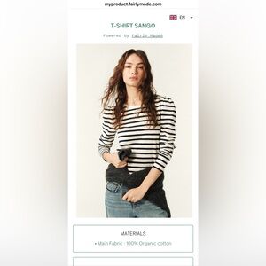 Ba&sh Striped Long-Sleeve Tee in Navy & White - Fairly Made